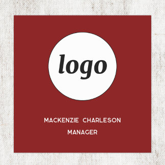 Logo Employee Staff Burgundy Red Magnetic or Pin Name Tag