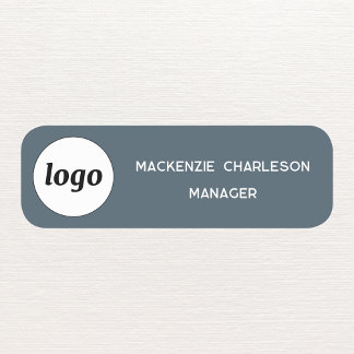 Logo Employee Staff Charcoal Gray Magnetic or Pin Name Tag