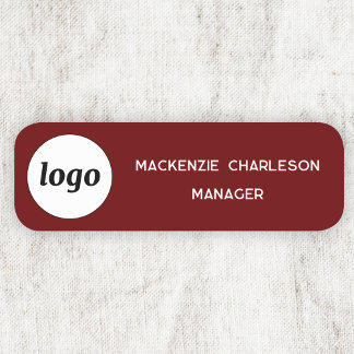 Logo Employee Staff Dark Red Business Name Tag