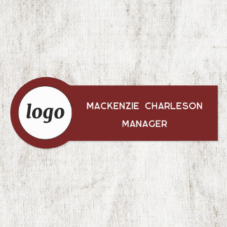 Logo Employee Staff Dark Red Business Name Tag