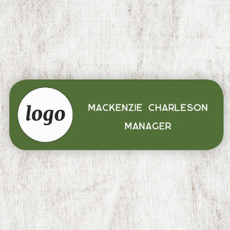 Logo Employee Staff Forest Green Business Name Tag