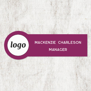Logo Employee Staff Magenta Pink Business Name Tag