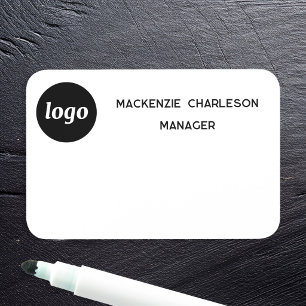 Logo Employee Staff Magnetic or Pin Dry Erase Name Tag