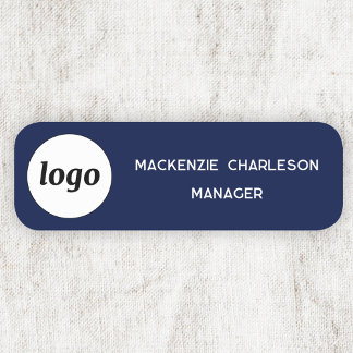Logo Employee Staff Navy Blue Business Name Tag