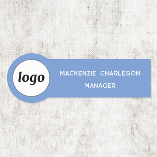Logo Employee Staff Sky Blue Business Name Tag