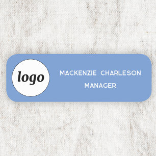 Logo Employee Staff Sky Blue Business Name Tag