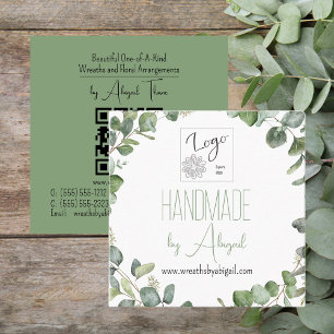 Logo Eucalyptus Handmade Handcrafted QR Code Square Business Card
