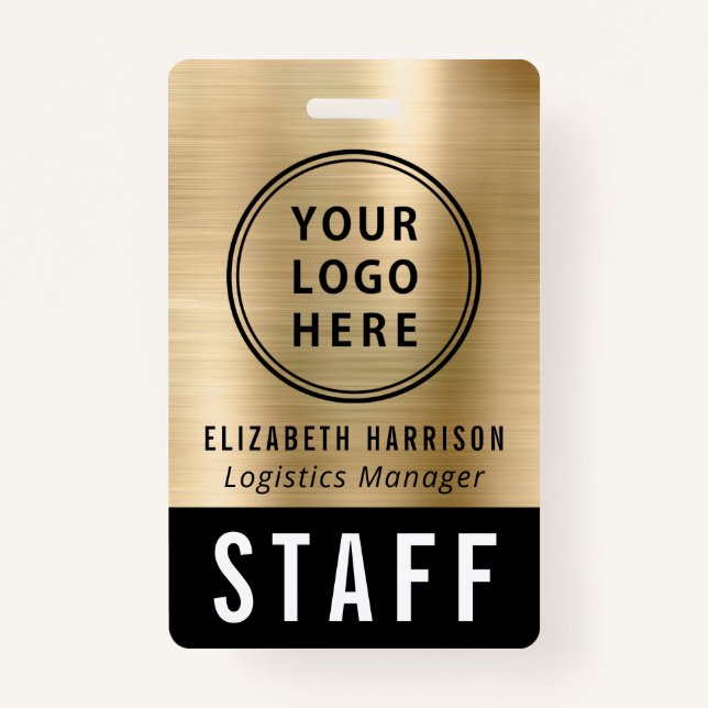 Logo Event Staff Employee Gold Identification ID Badge (Front)