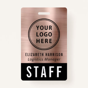 Logo Event Staff Employee Rose Gold Identification ID Badge