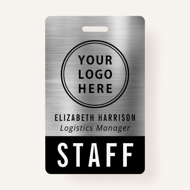 Logo Event Staff Employee Silver Identification ID Badge (Front)