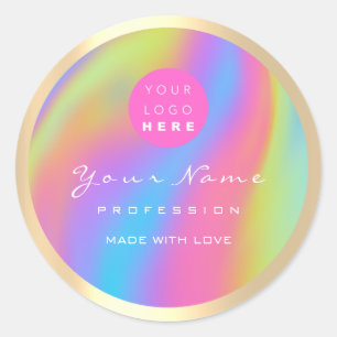 Logo Eyelash Makeup Hair Holograph Body Cosmetics  Classic Round Sticker