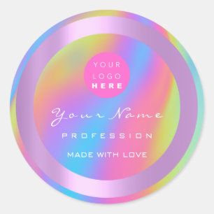 Logo Eyelash Makeup Hair Nail Holograph Body Care  Classic Round Sticker