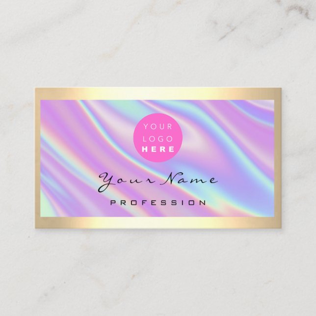 Logo Eyelash Makeup Hair Nails Holograph Opal Business Card (Front)