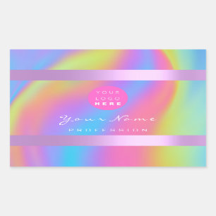 Logo Eyelash Makeup Hair Nails Holograph Purple Rectangular Sticker