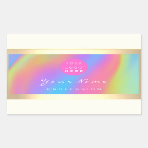 Logo Eyelash Makeup Hair Nails Holograph Unicorn B Rectangular Sticker
