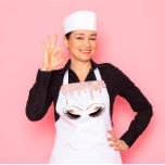 Logo Eyelashes Bakery Catering Cakes Pink Drips Apron<br><div class="desc">Modern simply customisable apron with your own logo.
Have a lot of success in your kitchen. I wish you a lot of fantastic experience as a chef 😁
FlorenceKdesign</div>