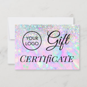 logo faux glitter opal gift certificate