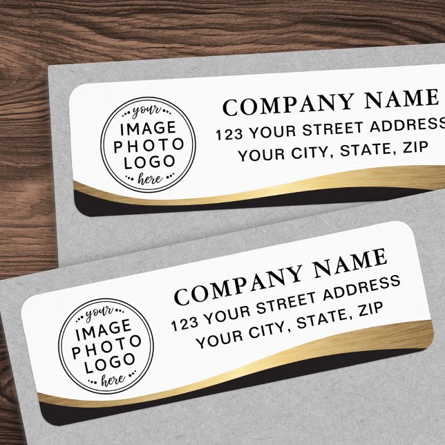 Logo faux golden gradient business return address (Logo faux golden gradient business return address label)