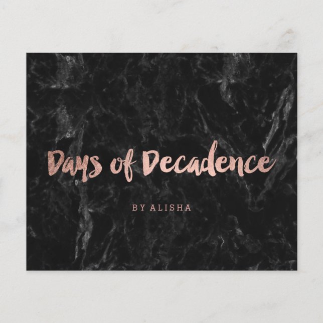 Logo faux rose gold typography black marble flyer (Front)