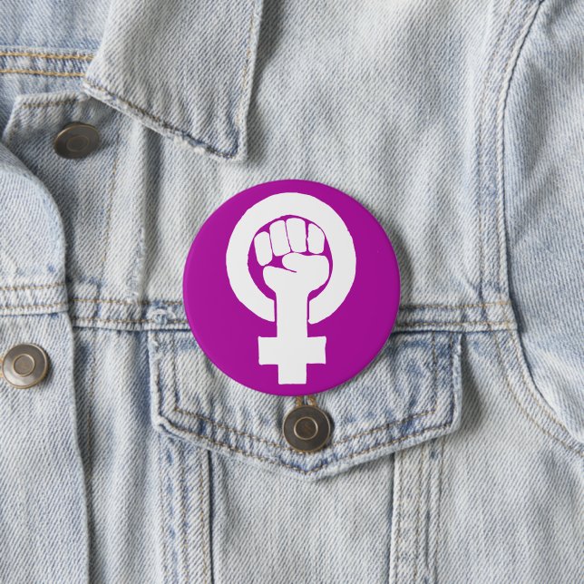 Logo, feminist / feminista, equality / igualidad: 7.5 cm round badge (In Situ)