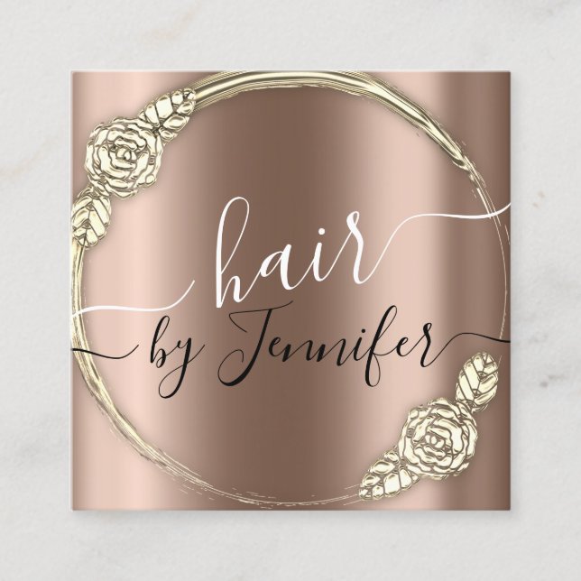Logo Floral Drips 6 Punches Hairdresser Lash Rose Square Business Card (Front)