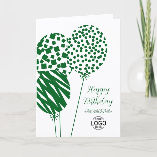 Logo Forest Green Balloons Corporate Birthday Card (Front)