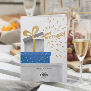 Logo Fun Gifts Grey Boxes Happy Birthday  Card