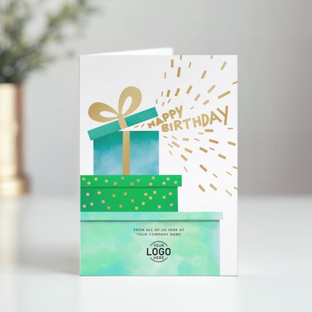 Logo Fun Gifts Happy Birthday Green Boxes Business Card (Creator Uploaded)
