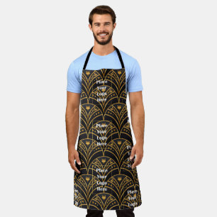 Logo Gold Black Art Geometric Pattern Personalize Apron