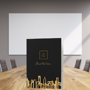Logo gold city skyline black business real estate pocket folder