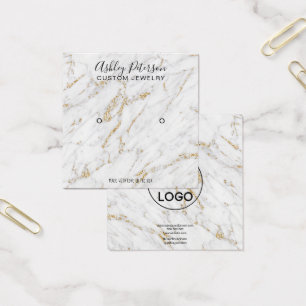Logo gold glitter marble stud earring display