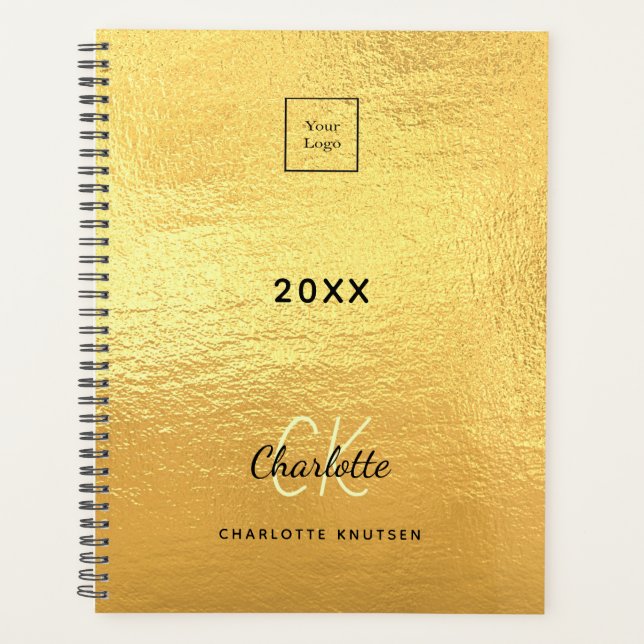 Logo gold monogram initials business 2026 planner (Front)