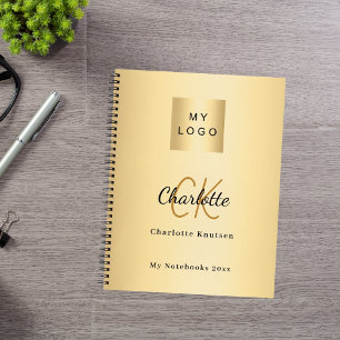 Logo gold monogram modern business notebook