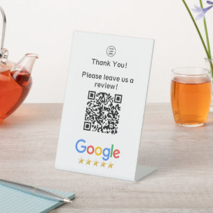 Logo Google Leave A Review QR Code Business Pedestal Sign