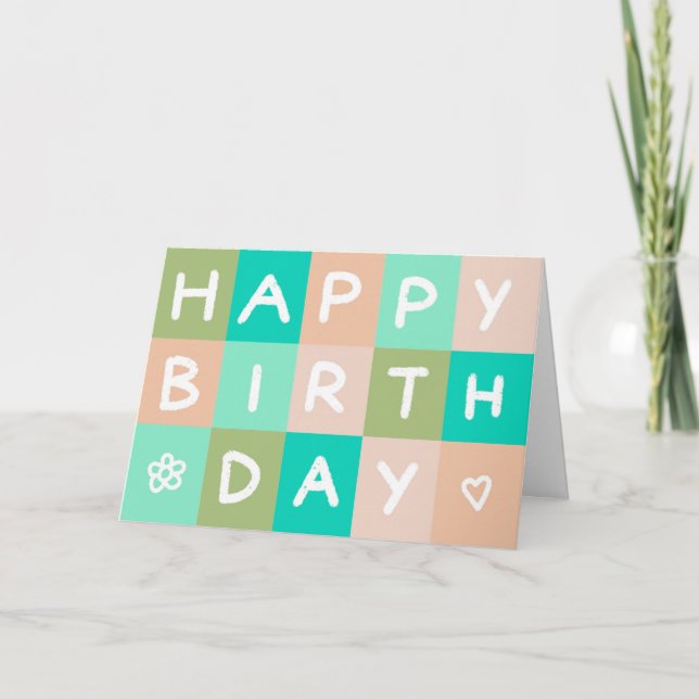 Logo Green Blush Simple Business Happy Birthday Card (Front)