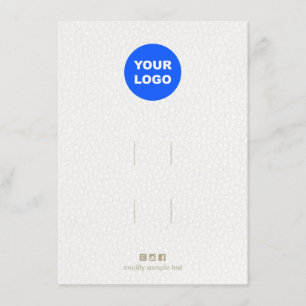  Logo Hair Clip Accessory White Leather Display  Enclosure Card