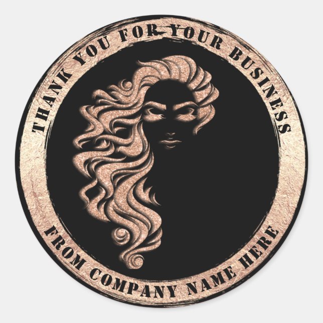 Logo Hair Lashes Extension Rose Gold  Classic Round Sticker (Front)