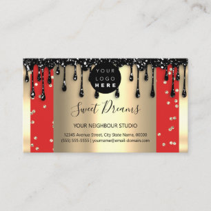 Logo Hair Makeup Nails Drips SPA QR Code Red Business Card