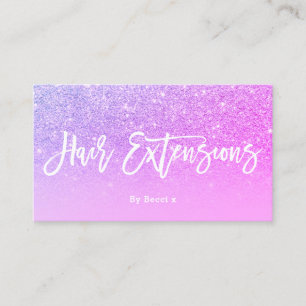 Logo hair typography purple pink glitter business card