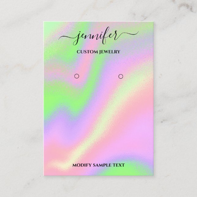 Logo Handmade Jewellery Card Holographic Pinky (Front)