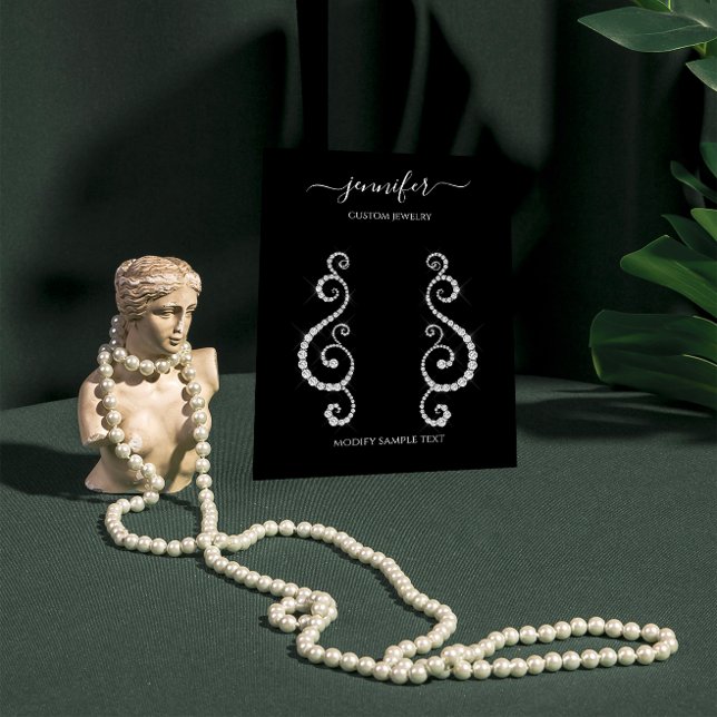 Logo Handmade Jewellery Card Minimalism Black Whit (Jewelry Earnings FlorenceK Studio )
