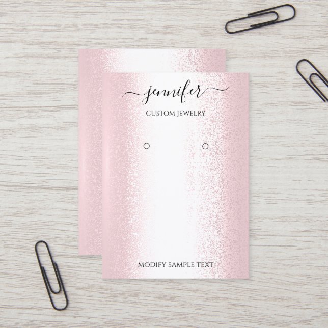 Logo Handmade Jewellery Card Pink Rose (Front/Back In Situ)