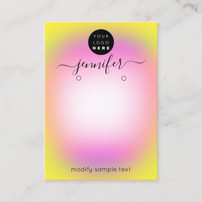 Logo Handmade Jewellery Card Yellow Pink (Front)