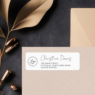 Logo Handwritten Name Black White Return Address