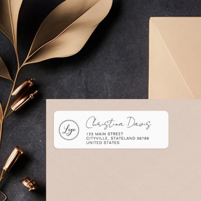 Logo Handwritten Name Black White Return Address (Creator Uploaded)