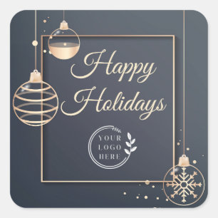 Logo Happy Holidays Christmas Corporate Modern Square Sticker