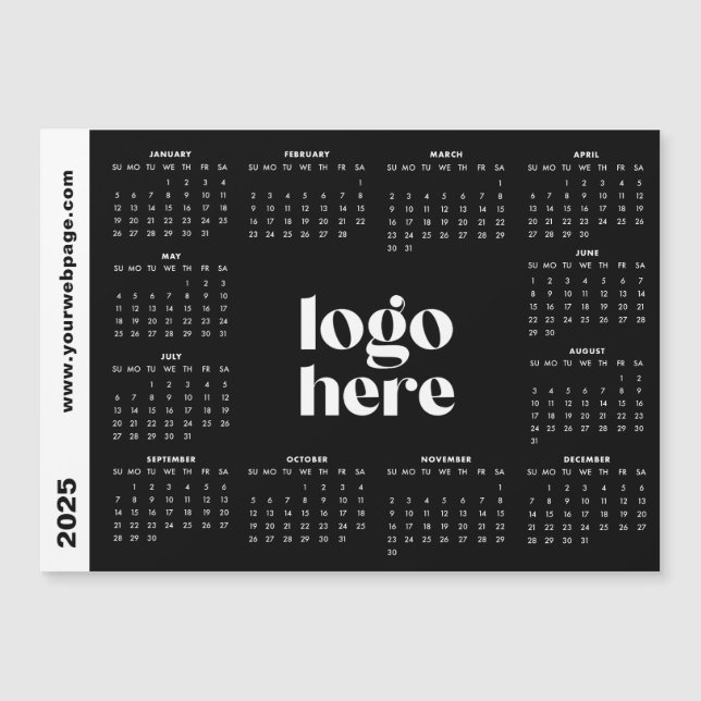 Logo Here Black 2025 Magnetic Calendar (Front)