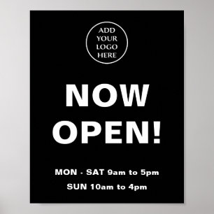 Logo Here Now Open Store Hours Corporate Company Poster