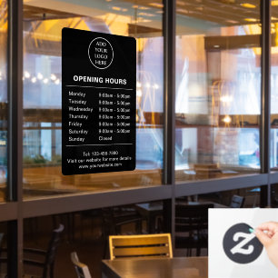Logo Here Store Hours Corporate Business Company Window Cling