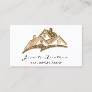 Logo House Real Estate Agent Professional White Business Card